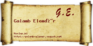 Galamb Elemér névjegykártya