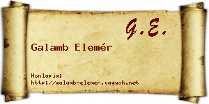 Galamb Elemér névjegykártya